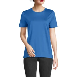 Supima Kurzarm-Shirt mit rundem Ausschnitt für Damen