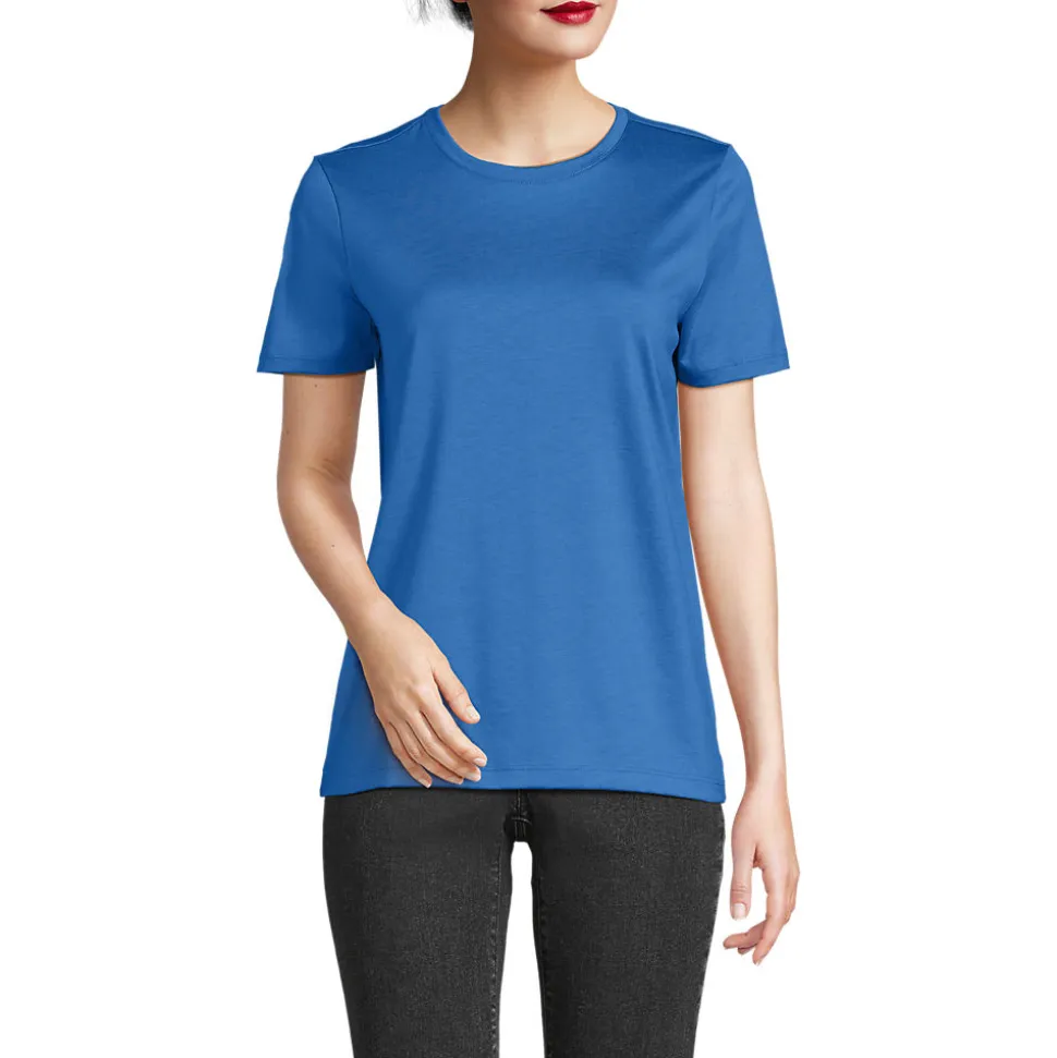 Supima Kurzarm-Shirt mit rundem Ausschnitt für Damen