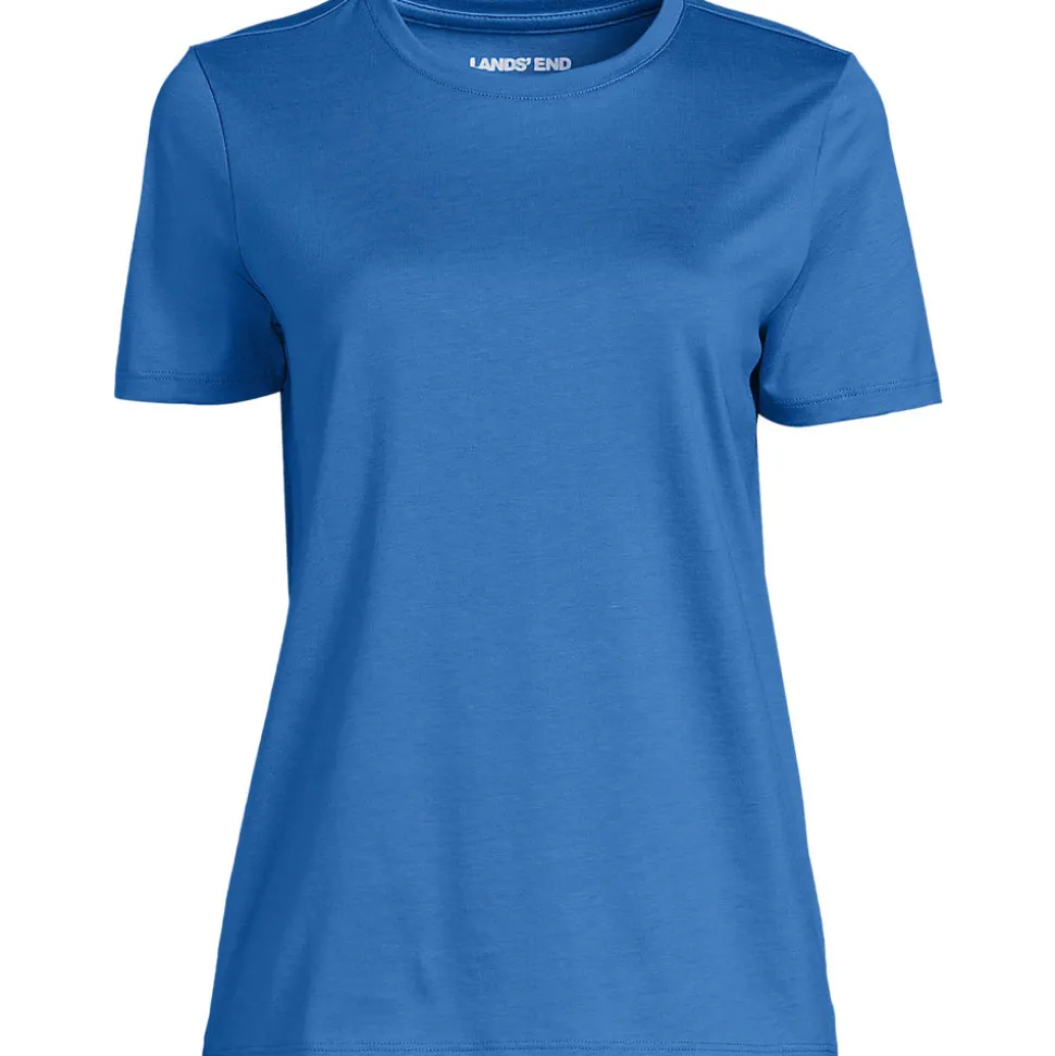 Supima Kurzarm-Shirt mit rundem Ausschnitt für Damen