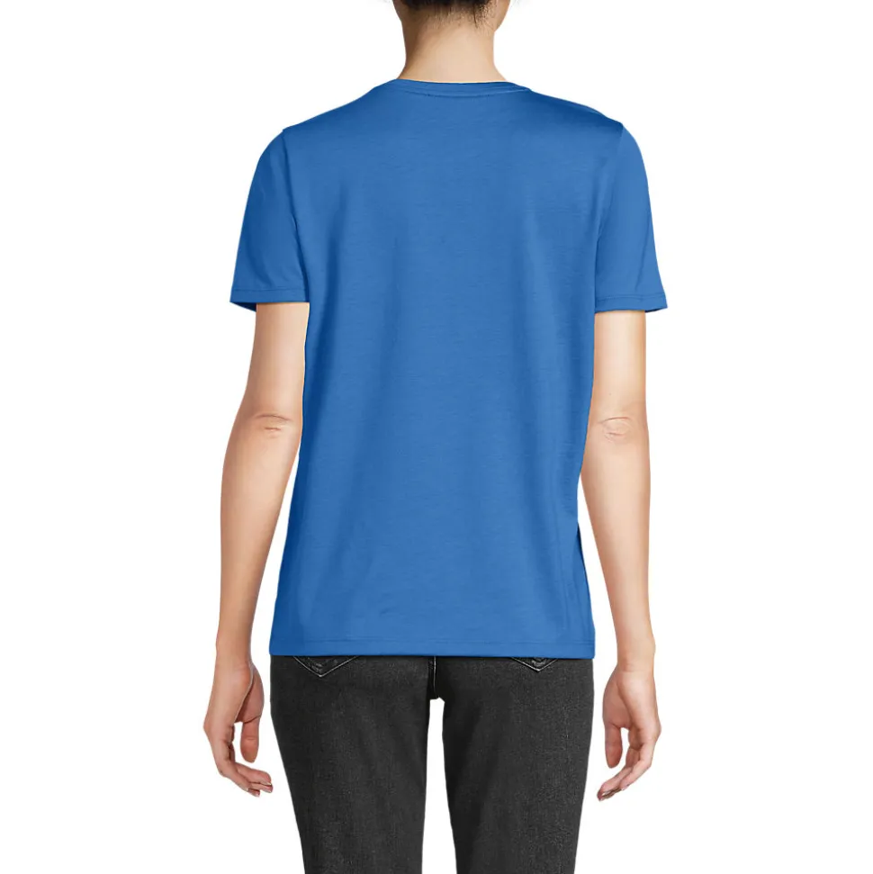 Supima Kurzarm-Shirt mit rundem Ausschnitt für Damen