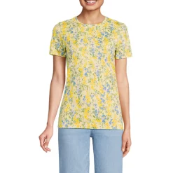 Supima Kurzarm-Shirt mit rundem Ausschnitt für Damen