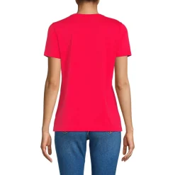Supima Kurzarm-Shirt mit rundem Ausschnitt für Damen