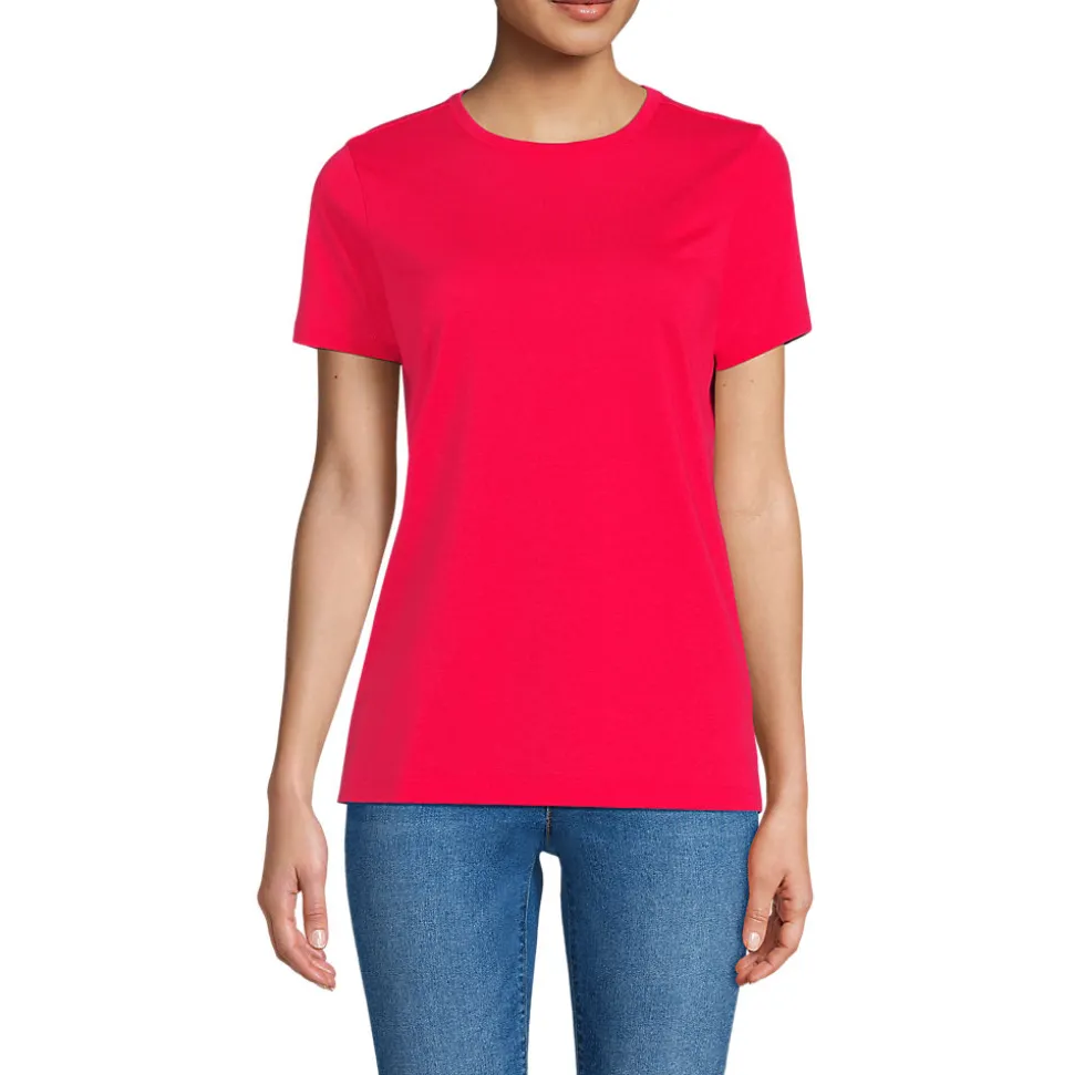 Supima Kurzarm-Shirt mit rundem Ausschnitt für Damen