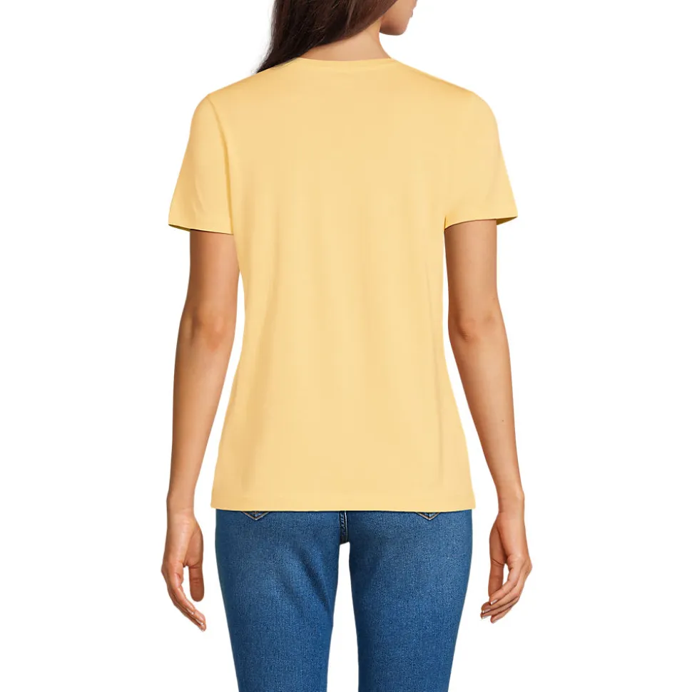 Supima Kurzarm-Shirt mit rundem Ausschnitt für Damen