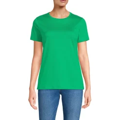 Supima Kurzarm-Shirt mit rundem Ausschnitt für Damen