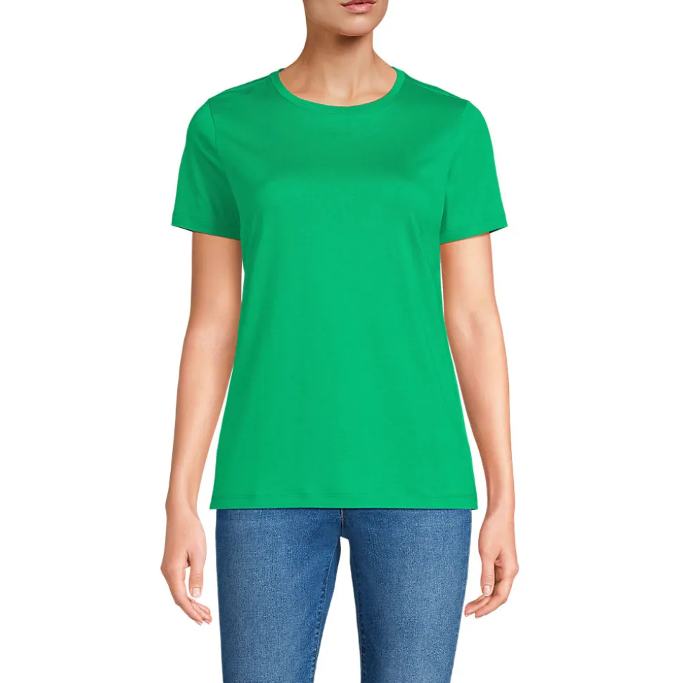 Supima Kurzarm-Shirt mit rundem Ausschnitt für Damen