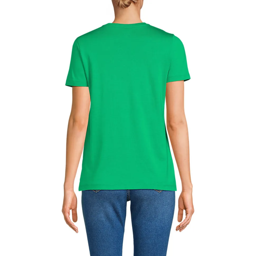 Supima Kurzarm-Shirt mit rundem Ausschnitt für Damen