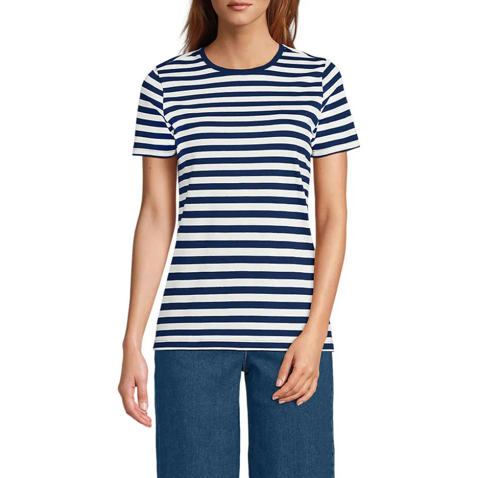Supima Kurzarm-Shirt mit rundem Ausschnitt für Damen