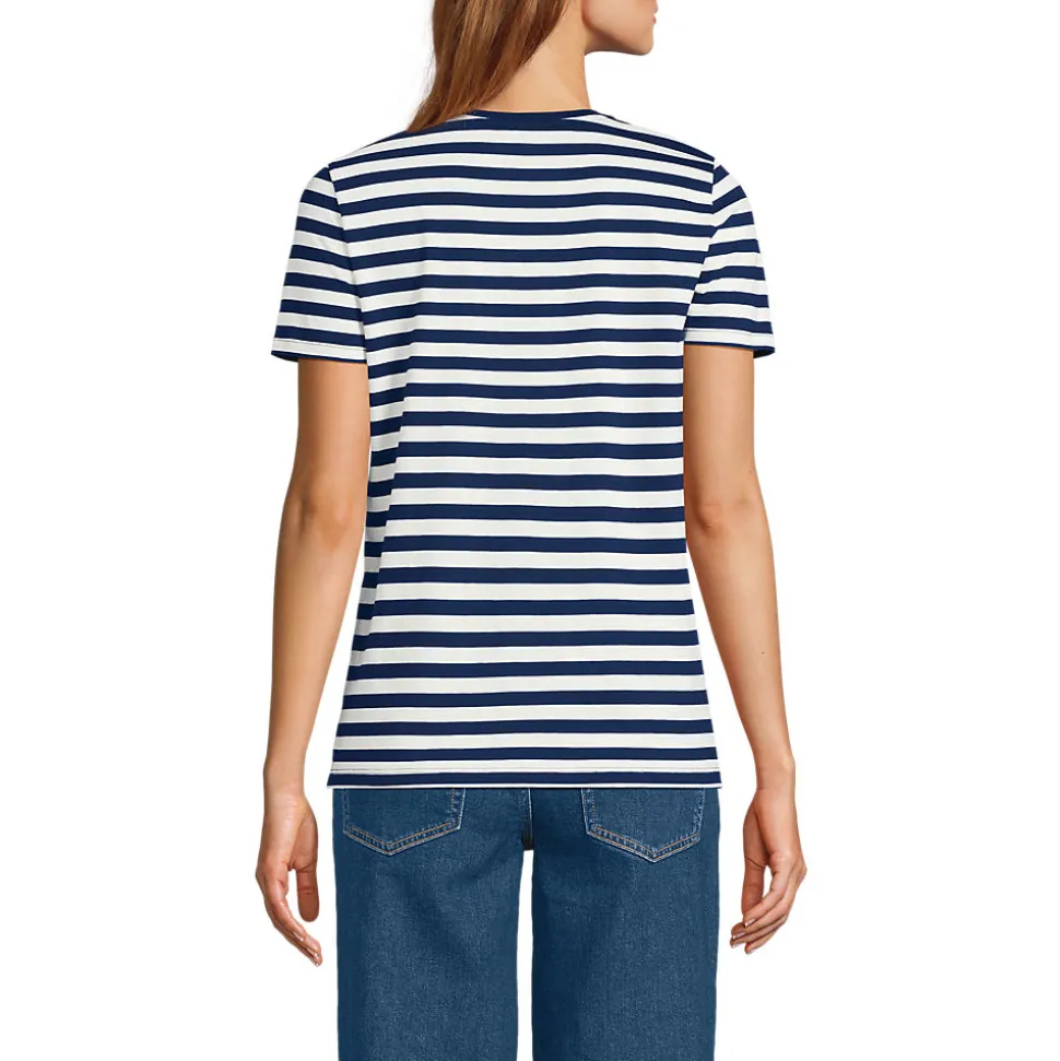 Supima Kurzarm-Shirt mit rundem Ausschnitt für Damen