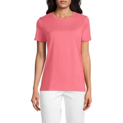 Supima Kurzarm-Shirt mit rundem Ausschnitt für Damen