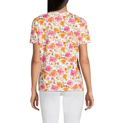 Supima Kurzarm-Shirt mit rundem Ausschnitt für Damen