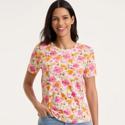 Supima Kurzarm-Shirt mit rundem Ausschnitt für Damen