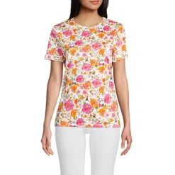 Supima Kurzarm-Shirt mit rundem Ausschnitt für Damen