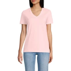 Supima Kurzarm-Shirt mit V-Ausschnitt für Damen