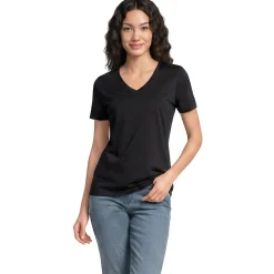 Supima Kurzarm-Shirt mit V-Ausschnitt für Damen