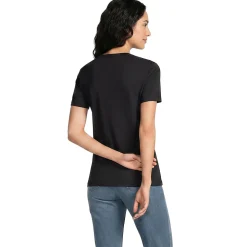 Supima Kurzarm-Shirt mit V-Ausschnitt für Damen