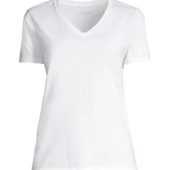 Supima Kurzarm-Shirt mit V-Ausschnitt für Damen