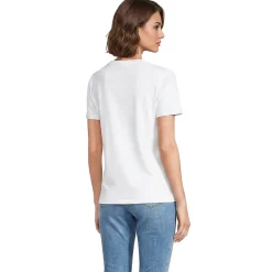 Supima Kurzarm-Shirt mit V-Ausschnitt für Damen