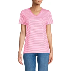 Supima Kurzarm-Shirt mit V-Ausschnitt für Damen