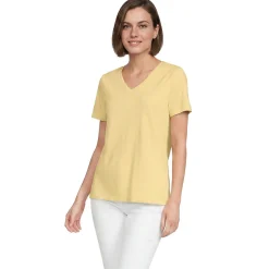 Supima Kurzarm-Shirt mit V-Ausschnitt für Damen