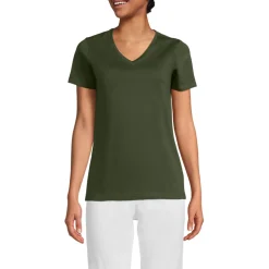 Supima Kurzarm-Shirt mit V-Ausschnitt für Damen