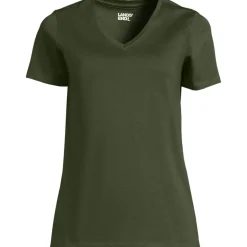 Supima Kurzarm-Shirt mit V-Ausschnitt für Damen