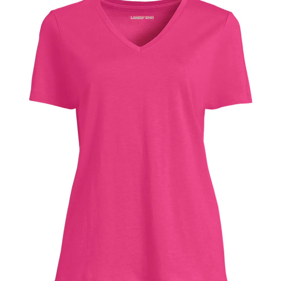 Supima Kurzarm-Shirt mit V-Ausschnitt für Damen