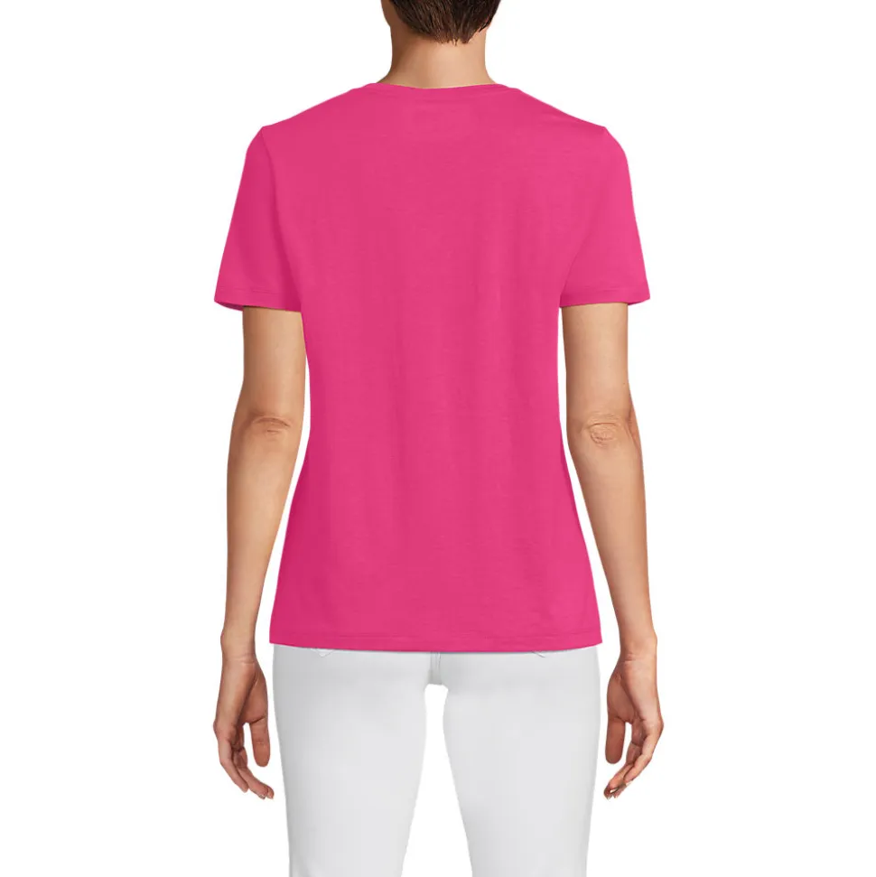 Supima Kurzarm-Shirt mit V-Ausschnitt für Damen