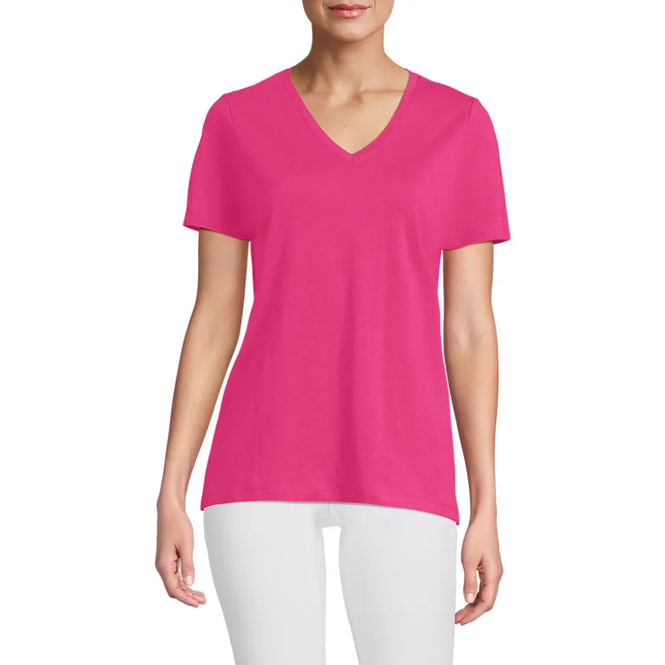 Supima Kurzarm-Shirt mit V-Ausschnitt für Damen