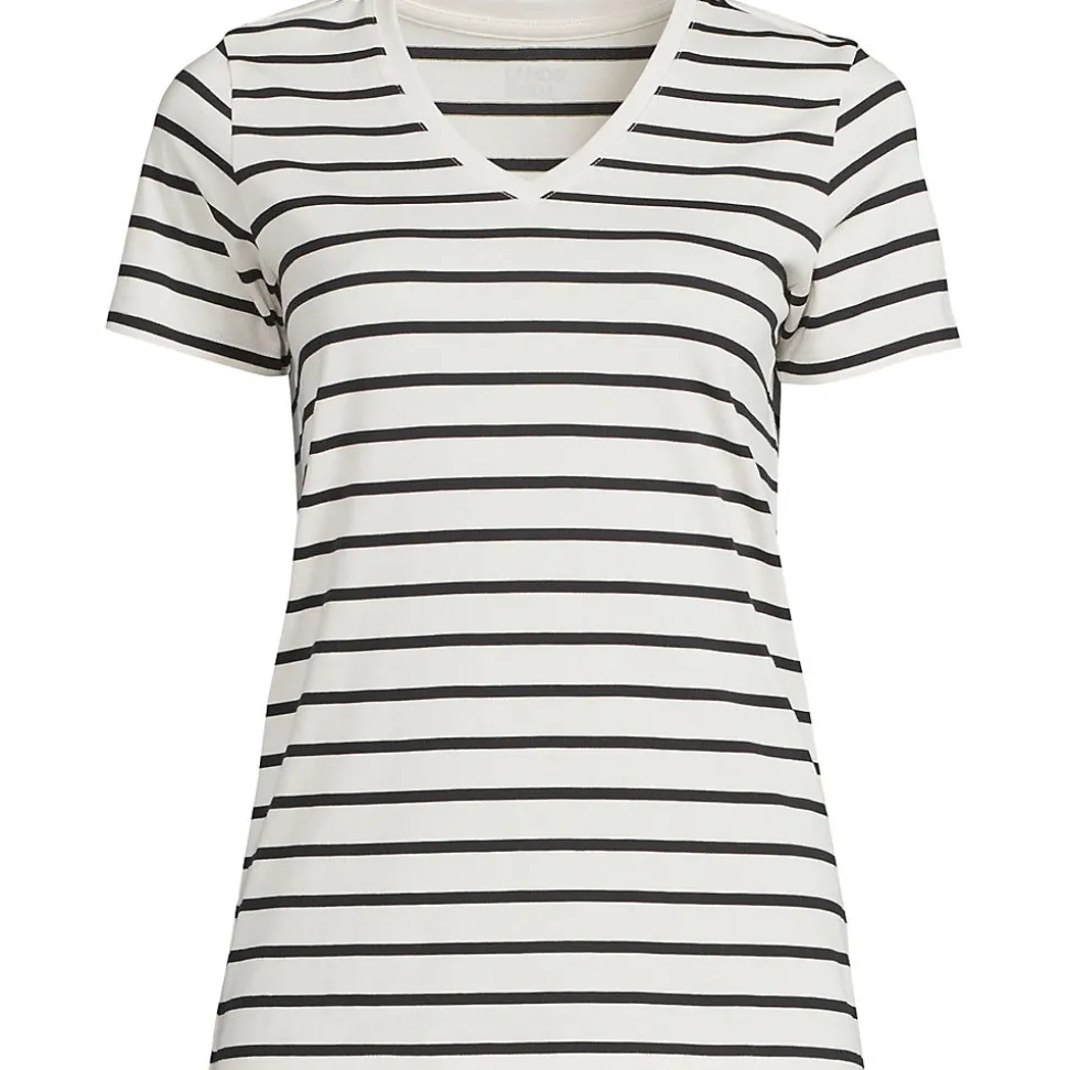 Supima Kurzarm-Shirt mit V-Ausschnitt für Damen
