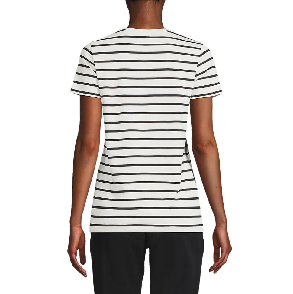 Supima Kurzarm-Shirt mit V-Ausschnitt für Damen