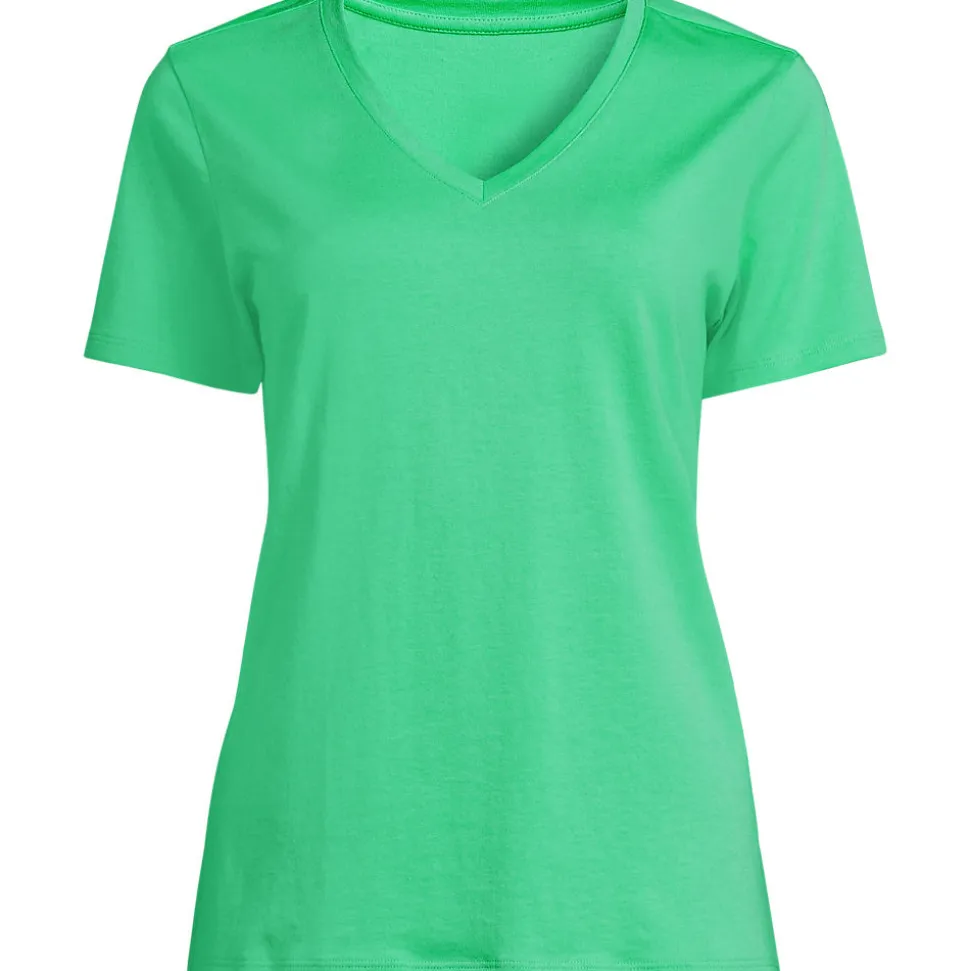 Supima Kurzarm-Shirt mit V-Ausschnitt für Damen