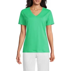 Supima Kurzarm-Shirt mit V-Ausschnitt für Damen