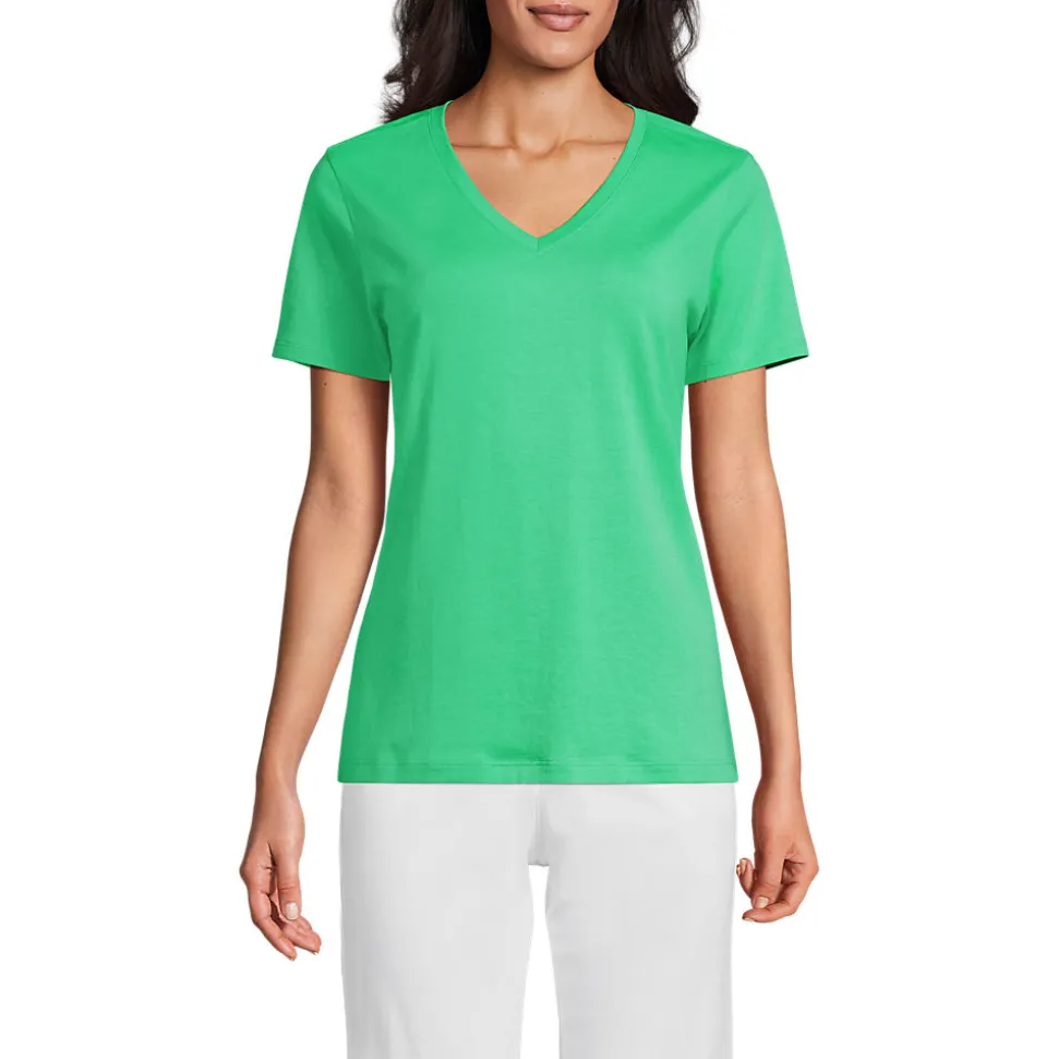Supima Kurzarm-Shirt mit V-Ausschnitt für Damen