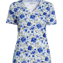 Supima Kurzarm-Shirt mit V-Ausschnitt für Damen