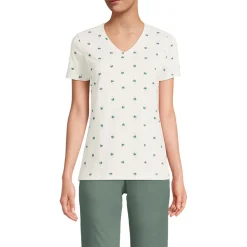 Supima Kurzarm-Shirt mit V-Ausschnitt für Damen