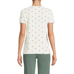 Supima Kurzarm-Shirt mit V-Ausschnitt für Damen