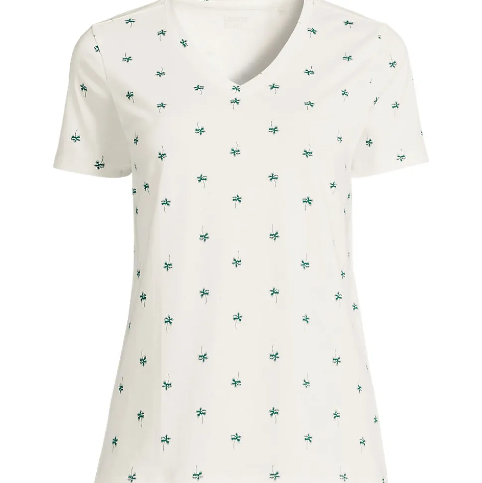 Supima Kurzarm-Shirt mit V-Ausschnitt für Damen
