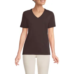 Supima Kurzarm-Shirt mit V-Ausschnitt für Damen