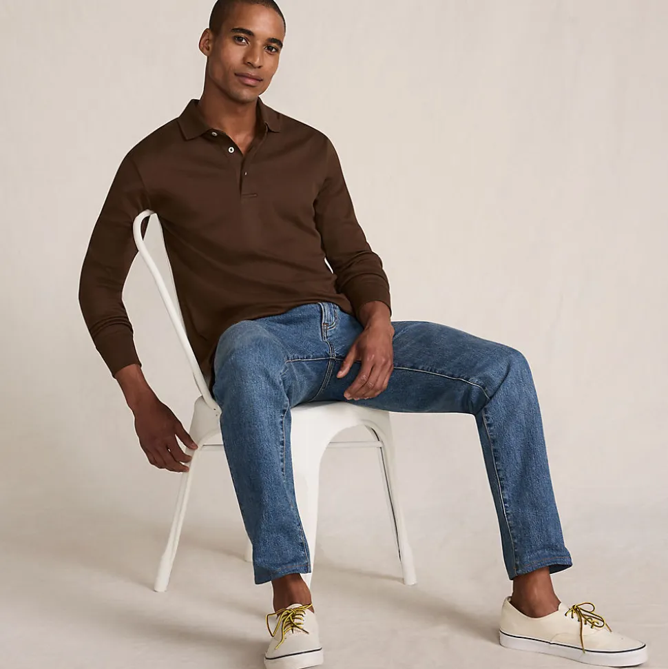 Supima Langarm-Polo für Herren, Classic Fit
