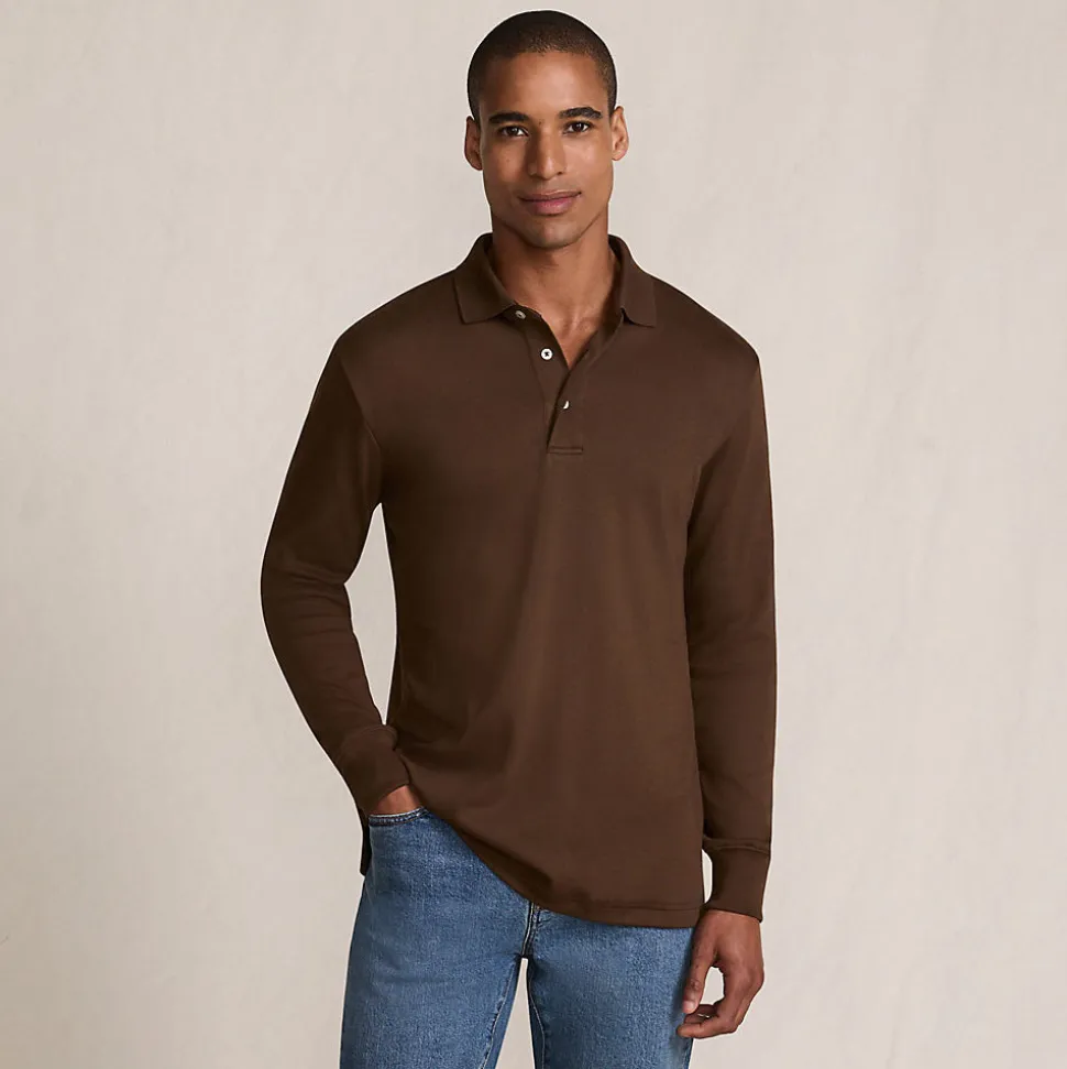 Supima Langarm-Polo für Herren, Classic Fit