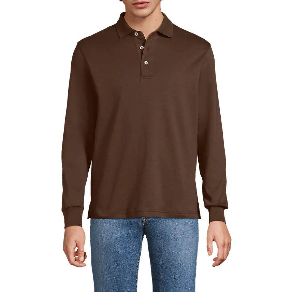 Supima Langarm-Polo für Herren, Classic Fit