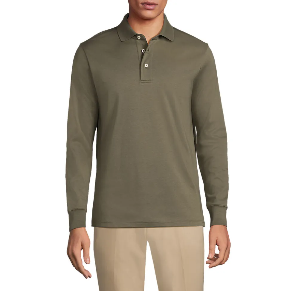 Supima Langarm-Polo für Herren, Classic Fit