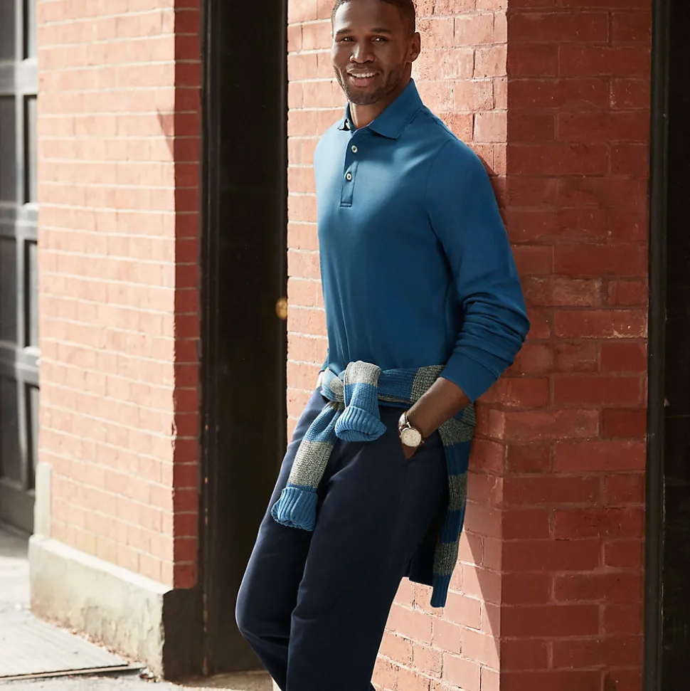Supima Langarm-Polo für Herren, Classic Fit