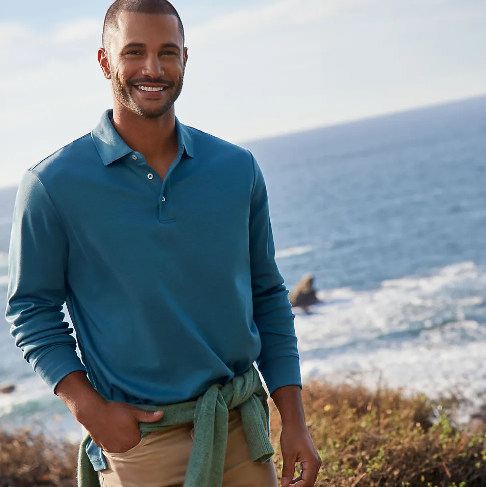 Supima Langarm-Polo für Herren, Classic Fit