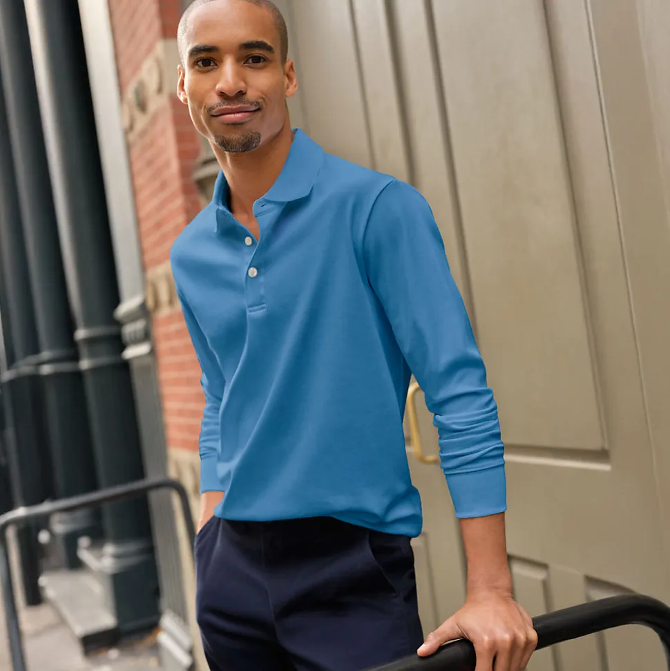 Supima Langarm-Polo für Herren, Classic Fit