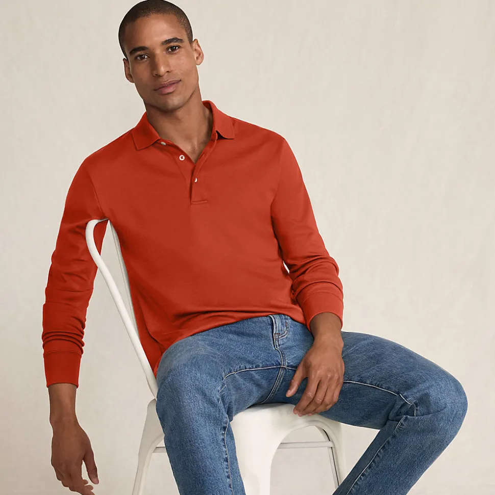 Supima Langarm-Polo für Herren, Classic Fit