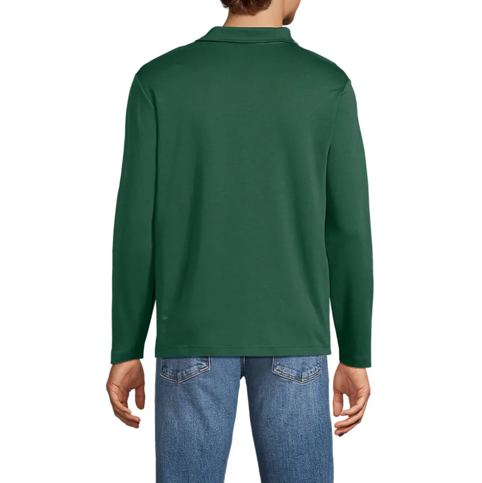 Supima Langarm-Poloshirt mit offenem Kragen für Herren