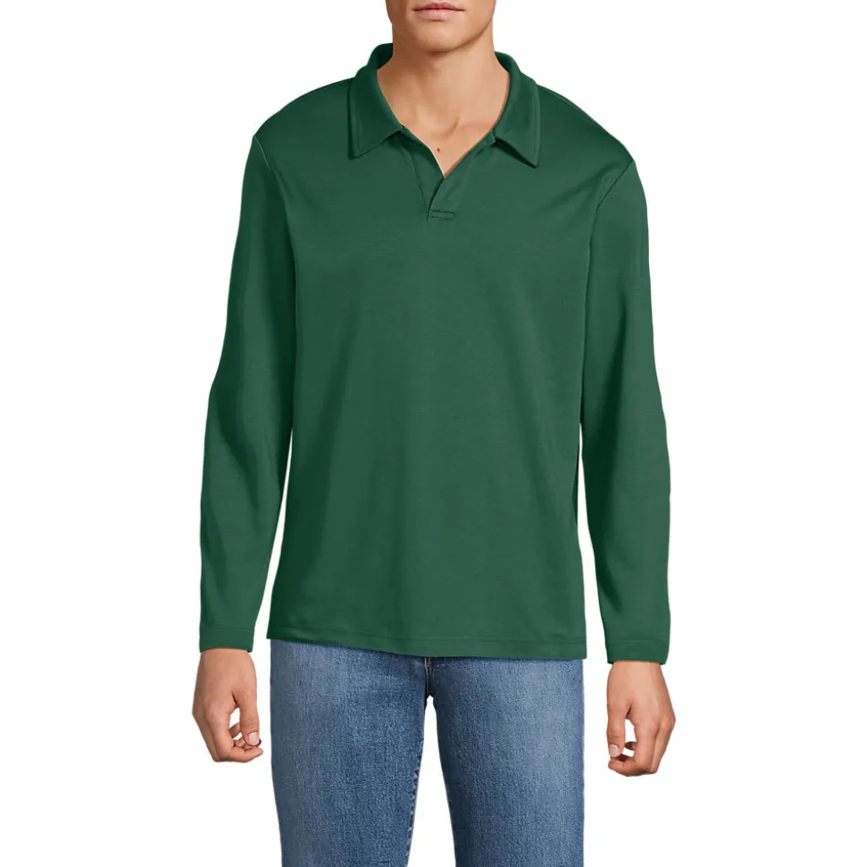 Supima Langarm-Poloshirt mit offenem Kragen für Herren