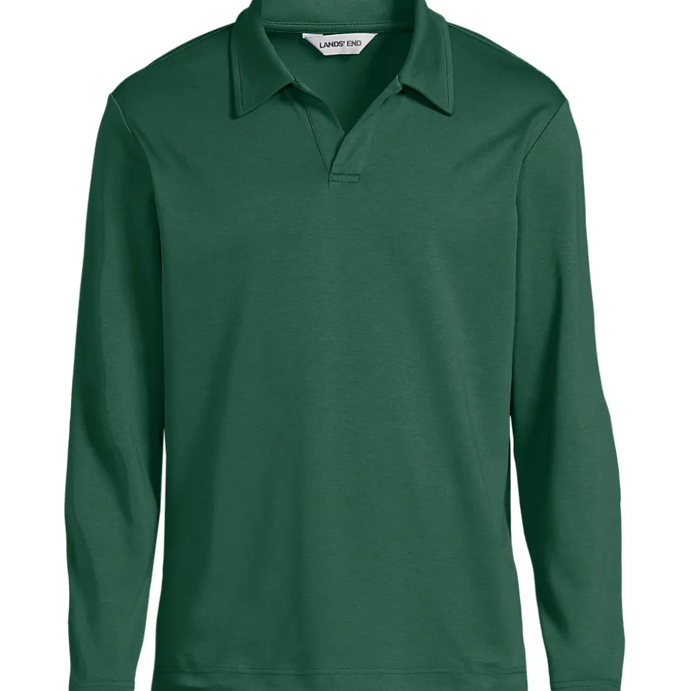 Supima Langarm-Poloshirt mit offenem Kragen für Herren